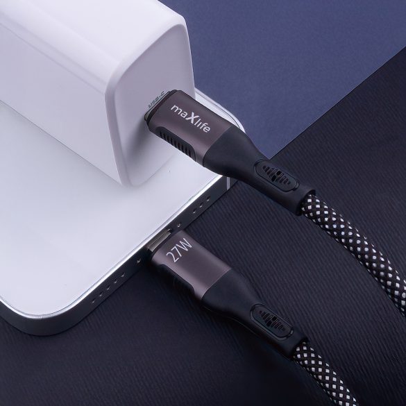 Maxlife MXUC-11 Type-C - Lightning kábel 27W 1m - fekete