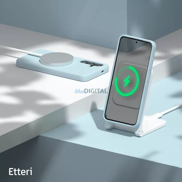 Etteri Silicone MagSafe-kompatibilis tok Samsung Galaxy S25 Edge - világoskék