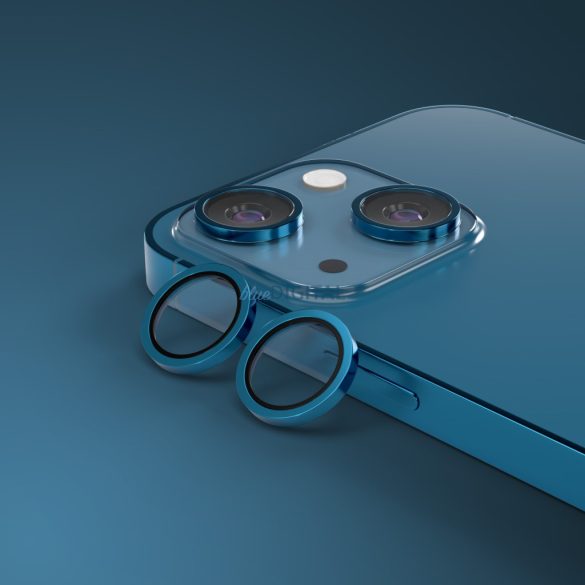 Etteri kamera lencse védő edzett üveg tengerkék szegéllyel iPhone 13/13 mini