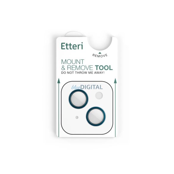 Etteri kamera lencse védő edzett üveg tengerkék szegéllyel iPhone 13/13 mini