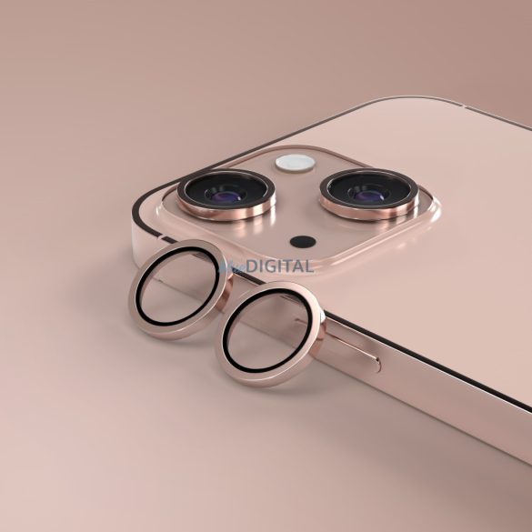 Etteri kamera lencse védő edzett üveg rózsaszín szegéllyel iPhone 13/13 mini