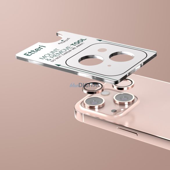 Etteri kamera lencse védő edzett üveg rózsaszín szegéllyel iPhone 13/13 mini