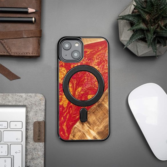 Bewood Neons Paris MagSafe-kompatibilis tok iPhone 15 - barna-piros