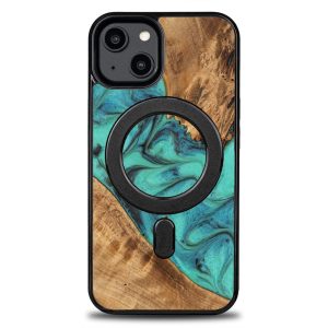 Bewood Turquoise MagSafe-kompatibilis tok iPhone 15 - barna-kék