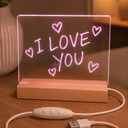  Forever Light akril éjszakai lámpa LED FNL-18 fa talppal és markerrel