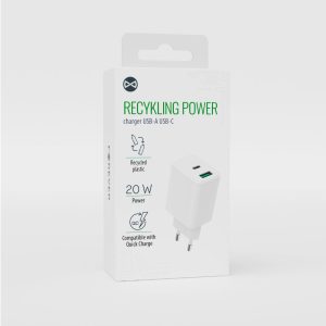 Forever LSR20-AC-00 hálózati töltő 1xUSB-A és 1xUSB-C csatlakozással 20W - fehér
