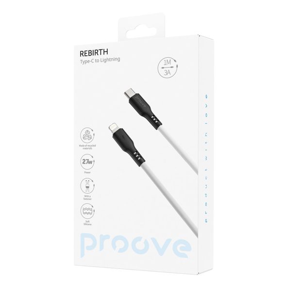 Proove Rebirth Type-C - Lightning kábel 27W 1m - fehér