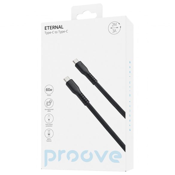Proove Eternal Type-C - Type-C kábel 3A 2m - fekete