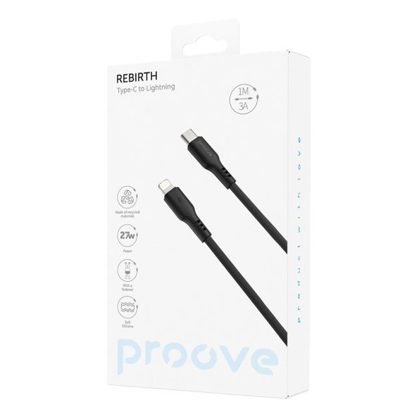 Proove Rebirth Type-C - Lightning kábel 27W 1m - fekete