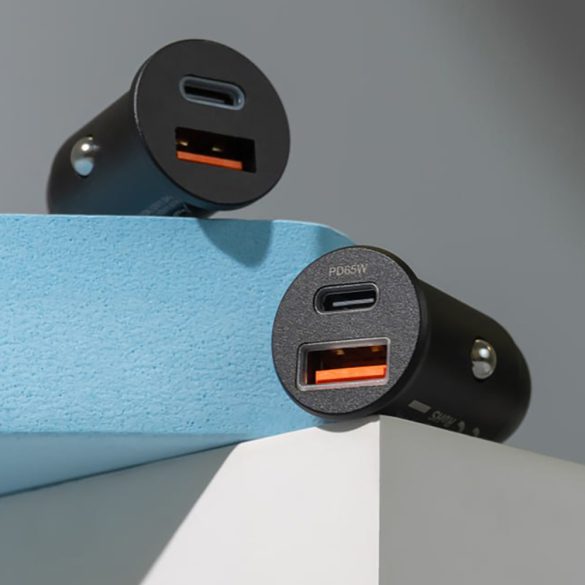 Proove Tiny Power Pro autós töltő 1xUSB-A és 1xUSB-C csatlakozással 65W - fekete