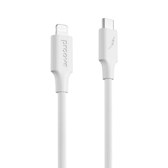 Proove Striped Silicone Type-C - Lightning kábel 3A 1m - fehér