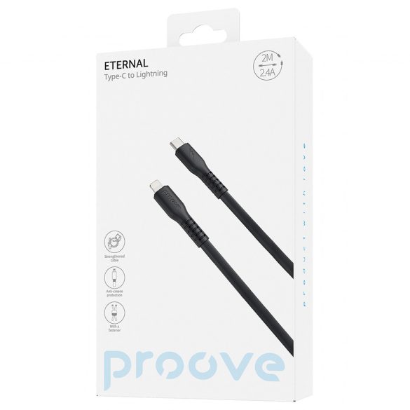 Proove Eternal Type-C - Lightning kábel 3A 2m - fekete
