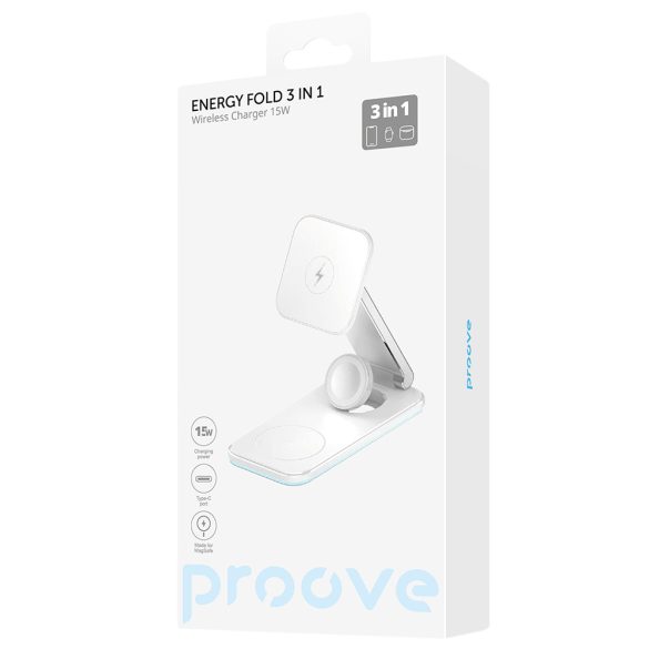 Proove Energy Fold 3 az 1-ben vezeték nélküli töltő - fehér