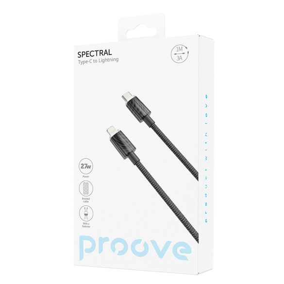 Proove Spectral Type-C - Lightning kábel 3A 1m - fekete