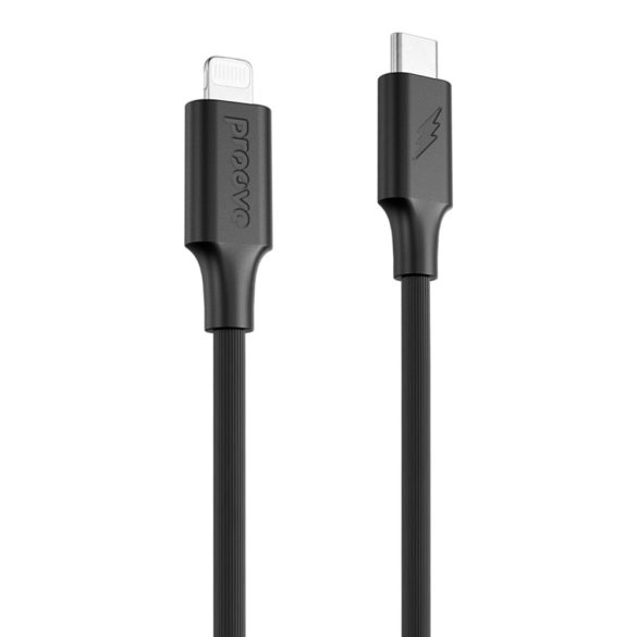 Proove Striped Silicone Type-C - Lightning kábel 3A 1m - fekete