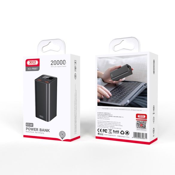 XO PB97 powerbank 65W 20000mAh - fekete