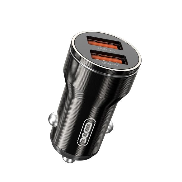 XO CC48 autós töltő 2x USB-A + Lightning kábel 2,4A - fekete