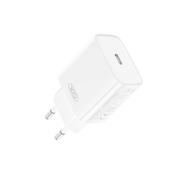 XO CE15 hálózati töltő 1xUSB-C csatlakozással + USB-C - Lighning kábellel PD 20W - fehér