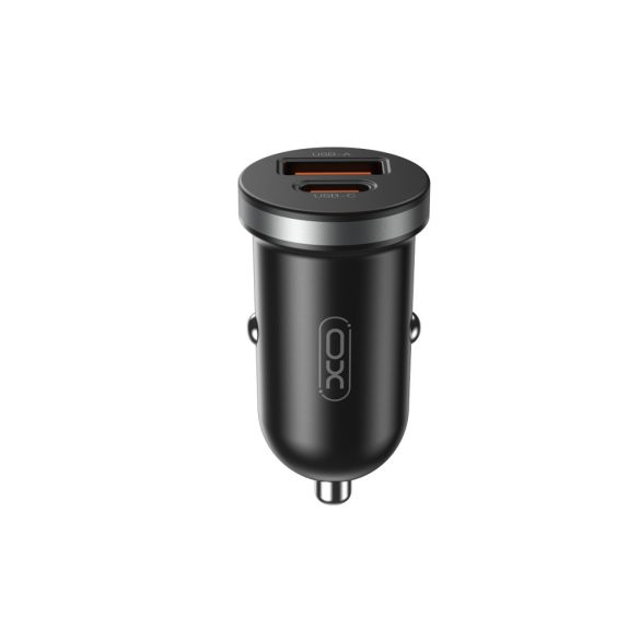 XO CC56 autós töltő 1x USB-A 1x USB-C PD QC 30W - fekete