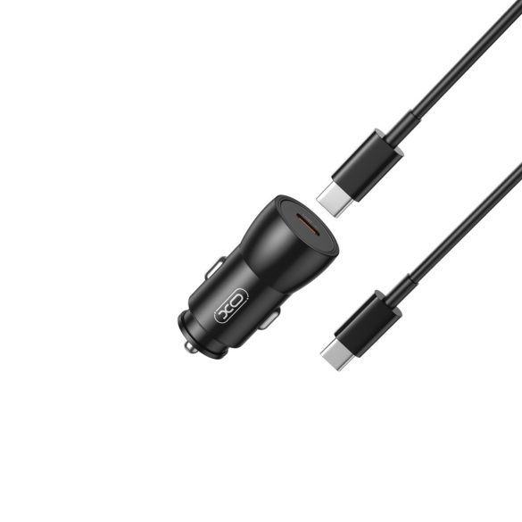 XO CC57 autós töltő 1x USB-C + USB-C - USB-C kábel PD 25W - fekete