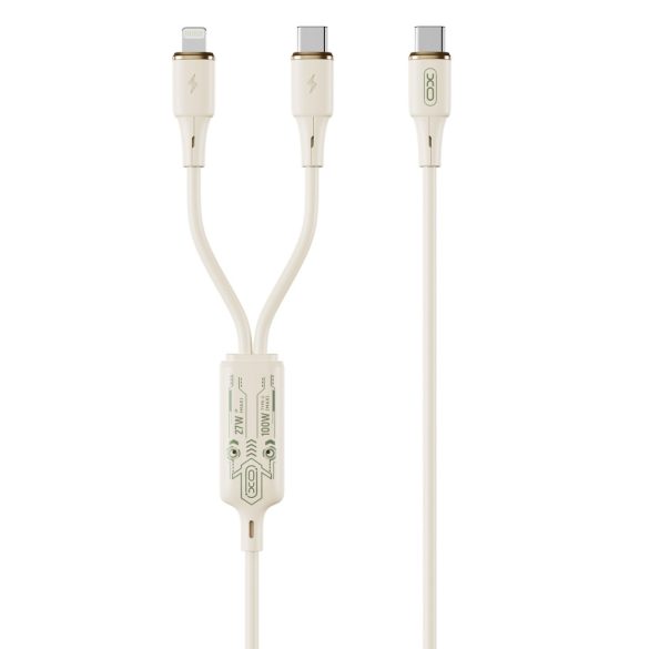 XO NB-Q262 Type-C - Lightning/Type-C kábel 60W PD 1.2m - bézs