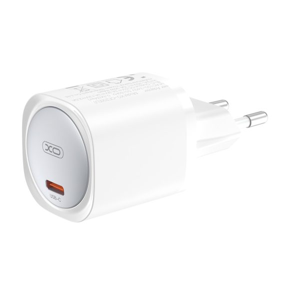 XO CE20 hálózati töltő 1xUSB-C csatlakozással + USB-C - Lightning kábellel PD 30W - fehér