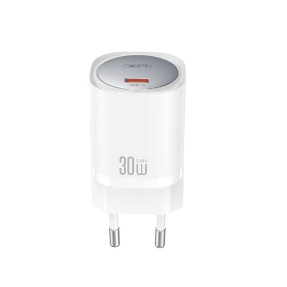 XO CE20 hálózati töltő 1xUSB-C csatlakozással + USB-C - USB-C kábellel PD 30W - fehér