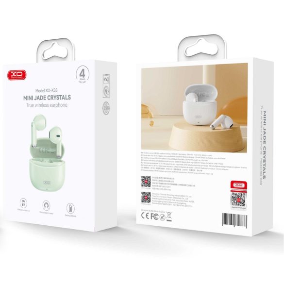 XO X33 Bluetooth fülhallgató TWS - zöld