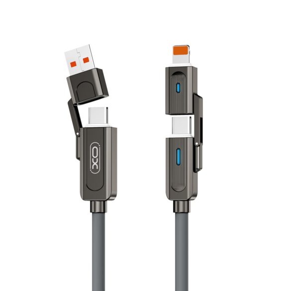 XO NB275 USB-A/Type-C - Type-C/Lightning kábel 60W 1m - szürke