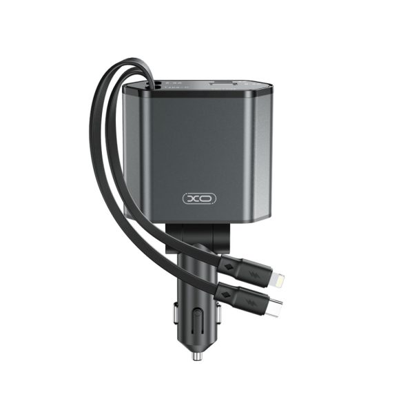 XO CC62 autós töltő 1x USB-A 1x USB-C USB-C kábellel és Lightning kábellel 104W - szürke