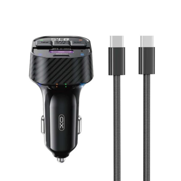 XO BCC17 FM transzmitter és autós töltő + USB-C - USB-C kábel 30W - fekete