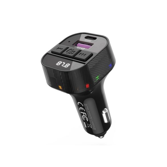 XO BCC17 FM transzmitter és autós töltő + USB-C - USB-C kábel 30W - fekete
