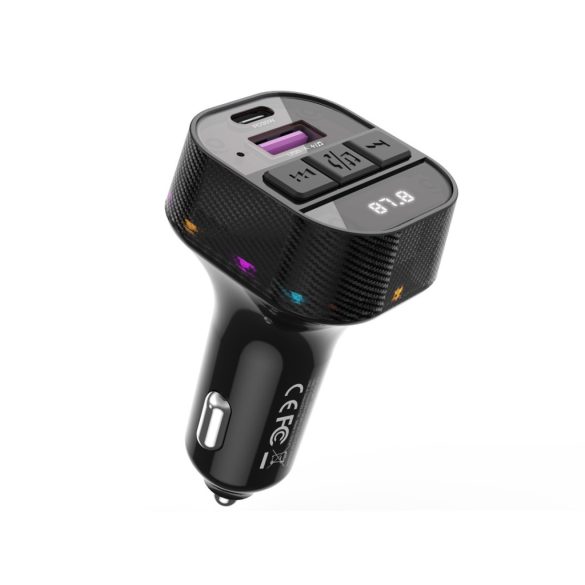 XO BCC17 FM transzmitter és autós töltő + USB-C - USB-C kábel 30W - fekete