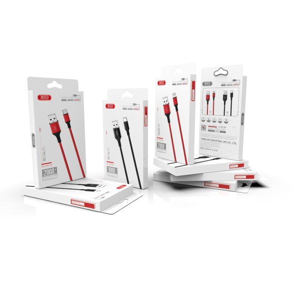 XO NB143 USB-A - microUSB kábel 2m 2.4A - fekete