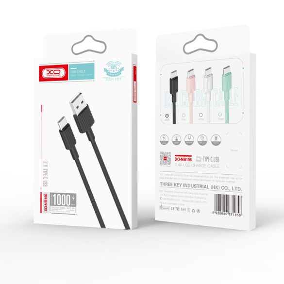 XO NB156 USB-A - Type-C kábel 2.4A 1m - rózsaszín