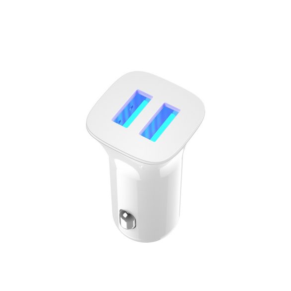 XO TZ10 autós töltő 2x USB-A 2,4A + USB-C kábel - fehér