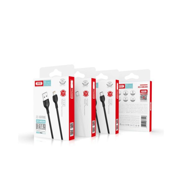 XO NB200 USB-A - microUSB kábel 1m 2.1A - fekete