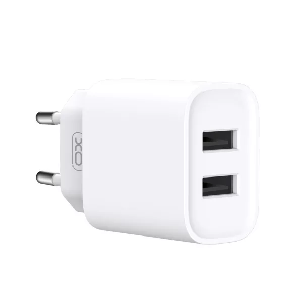 XO CE02C hálózati töltő 2xUSB-A csatlakozással 2.1A - fehér