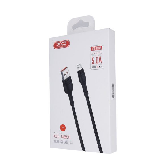 XO NB55 USB-A - microUSB kábel 1m 5A - fekete