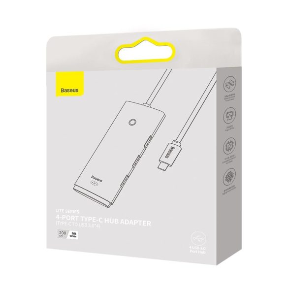 Baseus Lite Series USB Hub USB-C - 4xUSB-A 2m - fehér