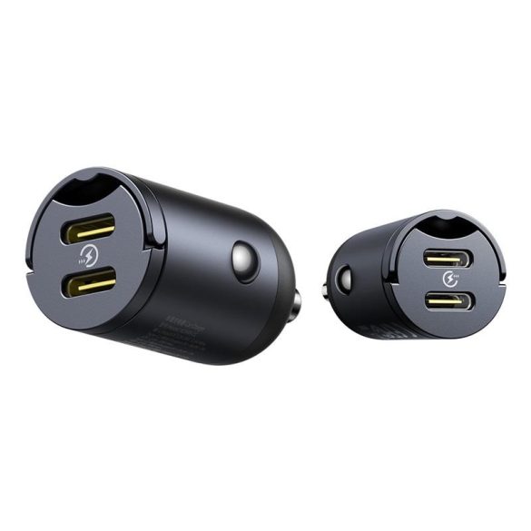 Baseus Tiny Star Mini autós töltő 2xUSB-C csatlakozással 30W - fekete