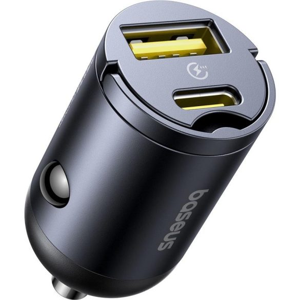 Baseus Tiny Star Mini autós töltő 1xUSB-A és 1xUSB-C csatlakozással 30W - fekete