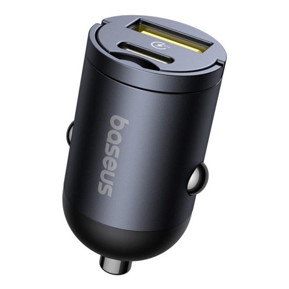 Baseus Tiny Star Mini autós töltő 1xUSB-A és 1xUSB-C csatlakozással 30W - fekete