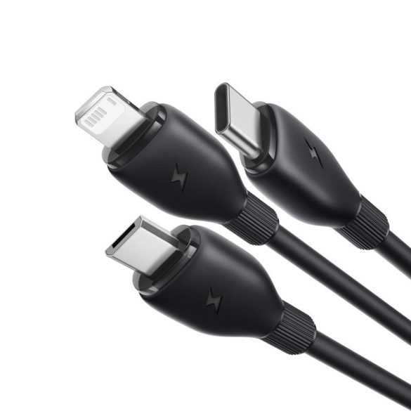 Baseus One-for-Three USB-A - Type-C/Lightning/micro USB kábel 3.5A 0.8m - fekete