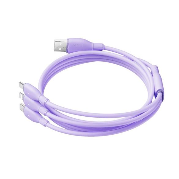 Baseus One-for-Three USB-A - Type-C/Lightning/micro USB kábel 3.5A 1.3m - lila