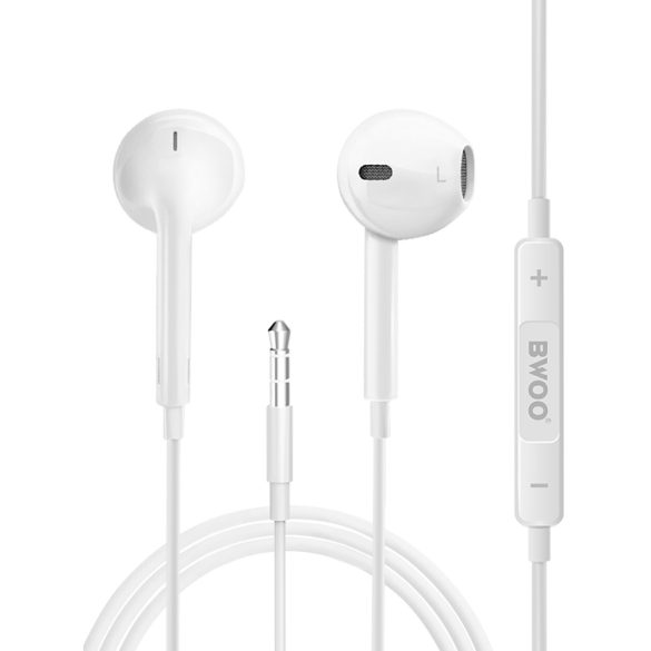BWOO vezetékes fülhallgató 3,5 mm jack - fehér