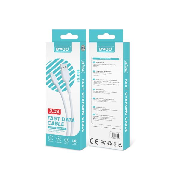 BWOO X172L USB-A - Lightning kábel 3A 1m - fehér