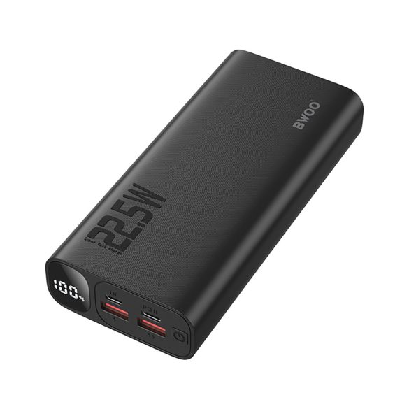BWOO powerbank LCD kijelzővel 22,5W 20000mAh - fekete