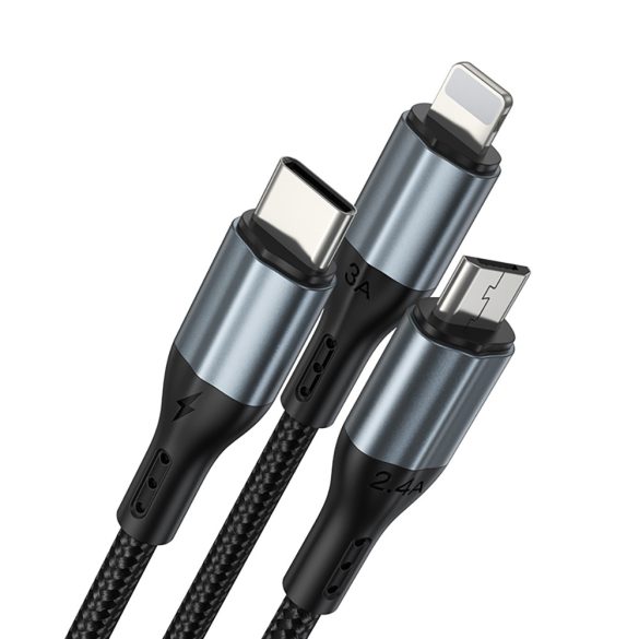 BWOO X274 Fast USB-A - Type-C/Lightning/micro USB kábel 3A 1m