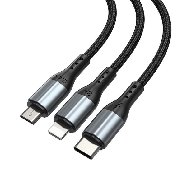 BWOO X274 Fast USB-A - Type-C/Lightning/micro USB kábel 3A 1m